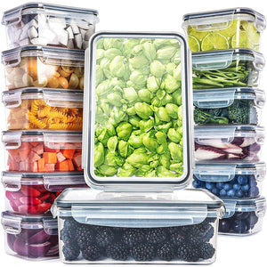 50-Piece Plastic Food Storage Containers with Lids (24 Containers & 24 Lids) - Leakproof, BPA-Free, Meal Prep Containers, Reusable Lunch Storage Set for Kitchen Organization (Pack of 50)