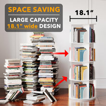 Load image into Gallery viewer, SpaceAid 4 Tier Rotating Bookshelf Tower, Spinning Bookcase Lazy Susan, Revolving 360 Book Shelf Storage Round Carousel, Vertical Rotate Turning Spiral Corner Organizer, White