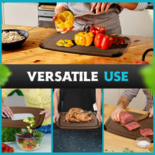 Load image into Gallery viewer, Dishwasher Safe Cutting Boards for Kitchen - 2 Piece Large Composite Wood Cutting Board Set with Non-Slip Feet and Juice Groove (14.5&quot; x 11&quot; and 11.7&quot; x 9.3&quot;) - Thin, Lightweight, Eco-Friendly