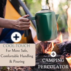 Mixpresso Stainless Steel Stovetop Coffee Percolator, 52 oz Classic Percolator Coffee Pot, Excellent As Camping Pot, 12 Cup Stainless Steel Camping Coffee Makers, Cool-Touch Handle.