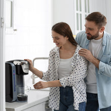 Load image into Gallery viewer, Mixpresso Single Serve Coffee Brewer K-Cup Pods Compatible &amp; Ground Coffee, 30 oz Compact Coffee Maker Single Serve With 5 Brew Sizes Up To 14 Oz, Fits Travel Mug, Adjustable Drip Tray, Black