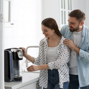 Mixpresso Single Serve Coffee Brewer K-Cup Pods Compatible & Ground Coffee, 30 oz Compact Coffee Maker Single Serve With 5 Brew Sizes Up To 14 Oz, Fits Travel Mug, Adjustable Drip Tray, Black