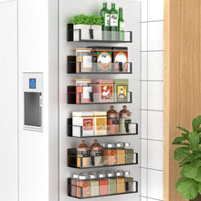 Load image into Gallery viewer, Metal 4 Pack Magnetic Spice Storage Rack Organizer for Refrigerator and Oven, Black Fridge Organizers and Storage