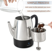 Load image into Gallery viewer, Mixpresso Small Percolator Coffee Pot Electric 4 Cup, Stainless Steel Coffee Maker, Coffee Percolator Electric With Keep Warm Function, 4 Cups Stainless Steel Perculator With Basket