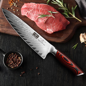 Damascus Santoku Knife, 7 Inch Professiona Kitchen Knife, Damascus Super Steel Ultra-Sharp Santoku Chef Knife with Ergonomic G10 Handle