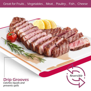 Large Cutting Boards for Kitchen - 18 x 12 Inch Plastic Dishwasher Safe Cutting Board with Deep Juice Groove - Non-Slip, Durable Carving Board for Vegetables, Fruits and Meats