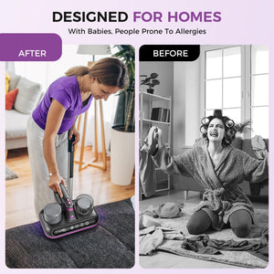 Mattress Vacuum Cleaner - 5-in-1 Cordless Bed Vacuum Cleaner, Powered by UV-C Light & Ultrasonic Technology, 16Kpa Strong Suction,Low Noise,Suitable for Dust, Pet Hair, Etc.