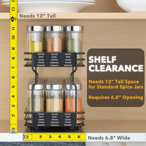SpaceAid Pull Out Spice Rack Organizer for Cabinet, Heavy Duty Slide Out Seasoning Kitchen Organizer, Cabinet Organizer, with Labels, 4.5" W x10.75 D x8.5 H, 1 Drawer 2-Tier