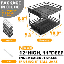 Load image into Gallery viewer, SpaceAid Pull Out Spice Rack Organizer for Cabinet, Heavy Duty Slide Out Seasoning Kitchen Organizer, Cabinet Organizer, with Labels, 4.5&quot; W x10.75 D x8.5 H, 1 Drawer 2-Tier