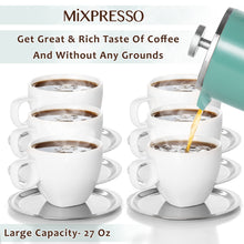 Load image into Gallery viewer, Mixpresso Stainless Steel French Press Coffee Maker 27 Oz 800 ml, Double Wall Insulated French Press Stainless Steel &amp; Tea Brewer Easy Clean &amp; Easy Press Strong Quality Metal Coffee Press.