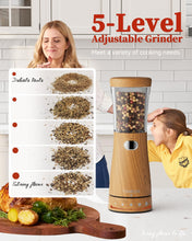Load image into Gallery viewer, Electric Salt and Pepper Grinder, Stainless Steel Rechargeable Salt and Pepper Grinder Set with 4.5 oz Large Capacity, 1.8&quot; Wide Mouth, Adjustable Coarseness, Ideal for Kitchen