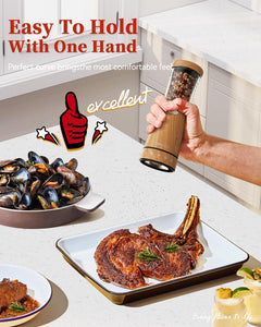Electric Salt and Pepper Grinder, Stainless Steel Rechargeable Salt and Pepper Grinder Set with 4.5 oz Large Capacity, 1.8" Wide Mouth, Adjustable Coarseness, Ideal for Kitchen