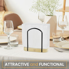 Load image into Gallery viewer, Napkin Holder for Table - Modern Black Napkin Dispenser, Bamboo and Iron Design, Non-Slip, Suitable for Kitchen, Dining, Farmhouse, Cocktail, Picnic, Bar, Outdoor Use - Holds Paper Napkins, Mail, Bill