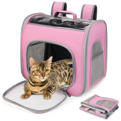 Pet Carrier Backpack, Cat Backpack Carrier with Breathable Holes, Portable Pet Travel Carrier for Medium/Small Cats and Dogs, Airline Approved, Ideal for Outdoor Picnic,Hiking (Pink)