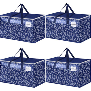 HomeHacks Moving Bags, Extra Large Size Moving Boxes, Heavy Duty Luggage Bags with Smooth Zipper and Sturdy Handles, Large Capacity & Easy Loading Storage Totes for Space Saver 88L, 6-Pack, Blue