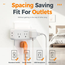 Load image into Gallery viewer, Multi Plug Outlet Extender, TESSAN Surge Protector Wall Plug Splitter with 5 Electrical Outlet Expander, Multiple Plug Adapter for Travel Home Office