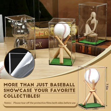 Load image into Gallery viewer, JupDec Baseball Display Case with Wood Stand, Clear Acrylic Stable &amp; Secure Game Ball Holder Showcase, UV Protection Souvenirs and Collectibles Box with Turf, Ideal Gift for Autograph Single MLB Ball