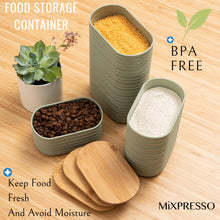 Load image into Gallery viewer, Mixpresso 3 Pcs Olive Green Canisters Sets For The Kitchen, Airtight Plastic Canister With Bamboo Lid, Coffee And Sugar Canister Set, Decorative Sugar Container, Kitchen Decor For Counter