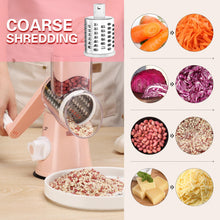 Load image into Gallery viewer, Rotary Cheese Grater Hand Crank Cheese Shredder for Fresh Cheese, Vegetable, Nuts,Non-slip Suction Base, Free Cleaning Brush Three Blades, Black