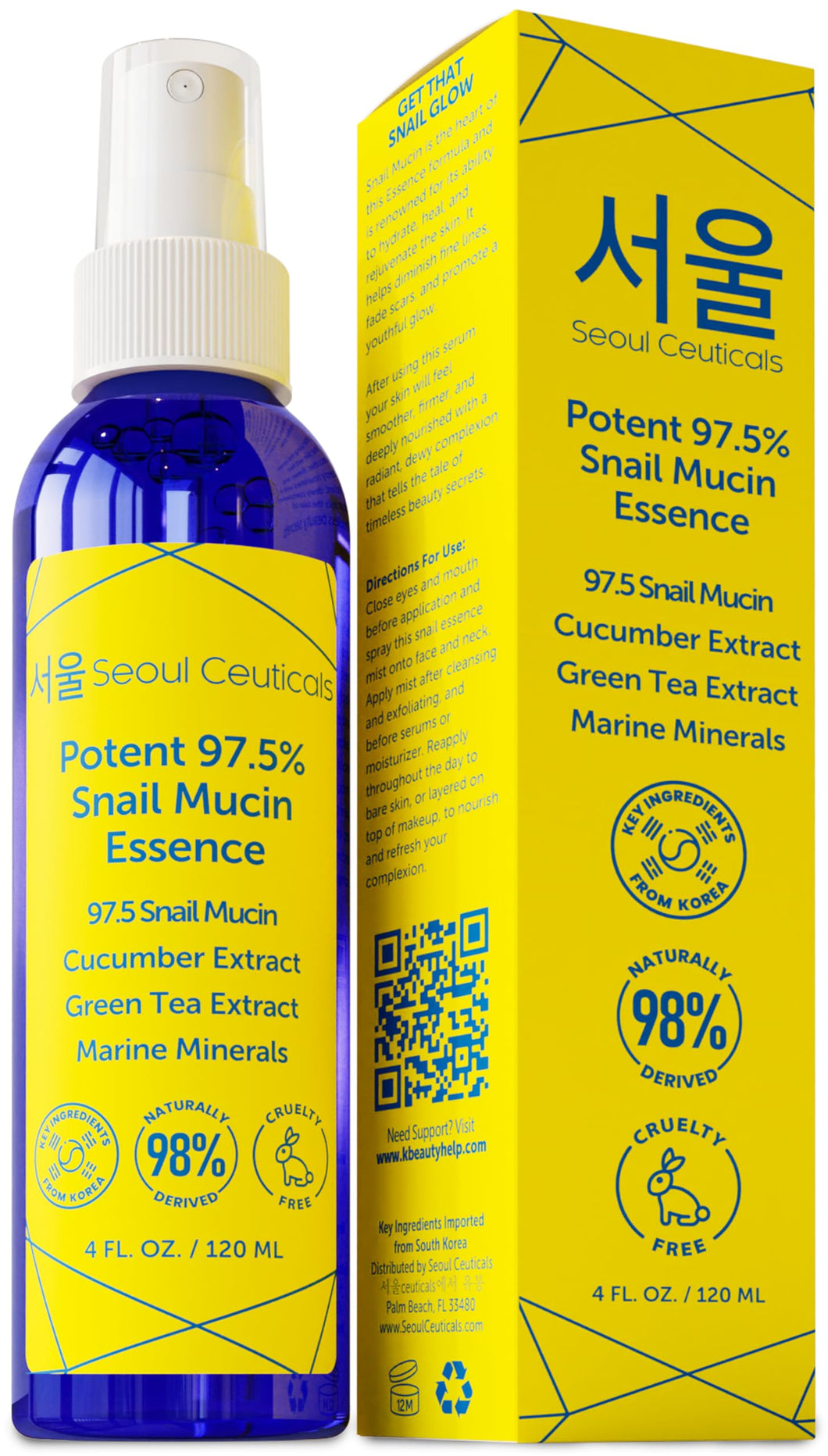 SeoulCeuticals Korean Skin Care Essence Toner - K Beauty Skincare Spray Mist For Face Contains Cucumber Extract and Marine Minerals + Organic Aloe - Get That Healthy Youthful Glow