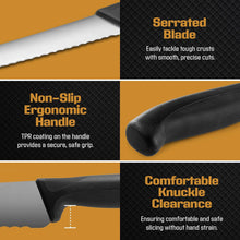 Load image into Gallery viewer, Bread Knife for Homemade Bread + Bamboo Cutting Board Set Bundle