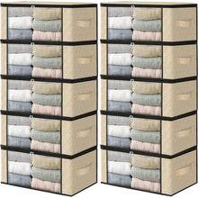 Load image into Gallery viewer, HomeHacks Storage 3-Pack Clothes Organizer Storage Bags Foldable Storage Box with Large Clear Window Sturdy Handles for Closet, Dorm, Pillows, Bedding, Clothes, Blankets, 35L, Gray