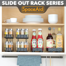Load image into Gallery viewer, SpaceAid Pull Out Spice Rack Organizer for Cabinet, Heavy Duty Slide Out Seasoning Kitchen Organizer, Cabinet Organizer, with Labels, 4.5&quot; W x10.75 D x8.5 H, 1 Drawer 2-Tier
