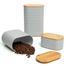Load image into Gallery viewer, Mixpresso 3 Pcs Olive Green Canisters Sets For The Kitchen, Airtight Plastic Canister With Bamboo Lid, Coffee And Sugar Canister Set, Decorative Sugar Container, Kitchen Decor For Counter