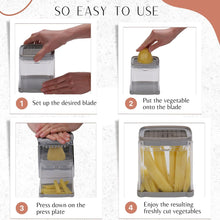 Load image into Gallery viewer, Brieftons PerfectCut Vegetable Chopper: 4-Blade Veggie Dicer Fruit Slicer, Potato French Fry Cutter, Wedge Cutter, Onion Chopper, Egg Slicer with 5 Recipe Ebooks, Safe to Use, Easy to Clean &amp; Store