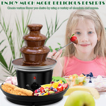 Load image into Gallery viewer, MINI Chocolate Fondue Fountain, 32-Ounce Stainless Steel Electirc Chocolate Fondue Set, 3-Tier Chocolate Melting Foundue Set with 6 Stainless Steel Forks for Chocolate, Butter, Candy (Black)