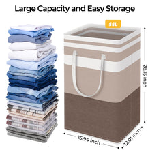 Load image into Gallery viewer, HomeHacks 2 Pack Large Laundry Baskets, Waterproof, Freestanding Laundry Hampers, Collapsible Clothes Hamper with Reinforced Handles in Laundry Room, College Dorm, Bathroom, Bedroom (Grey, 75Lx2)