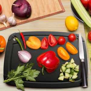 Dishwasher Safe Cutting Boards for Kitchen - Extra Large Composite Wood Cutting Board with Non-Slip Feet & Juice Groove - Thin & Lightweight Eco-Friendly Chopping Board (18" × 12", Natural)