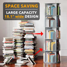 Load image into Gallery viewer, SpaceAid 4 Tier Rotating Bookshelf Tower, Spinning Bookcase Lazy Susan, Revolving 360 Book Shelf Storage Round Carousel, Vertical Rotate Turning Spiral Corner Organizer, White