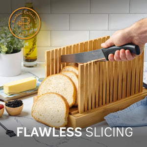 3-Piece Bamboo Cutting Board Set with Bread Knife - Wood Chopping Boards for Kitchen, Meal Prep, and Baking