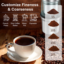 Load image into Gallery viewer, Secura Electric Coffee Grinder and Spice Grinder with 2 Stainless Steel Blades Removable Bowls
