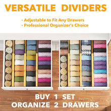Load image into Gallery viewer, SpaceAid Bamboo Dresser Drawer Dividers 6 Pack, 4.65“ High Adjustable 12.5“-17” Drawer Organizers, Expandable Organization for Clothing, Clothes, Dressers, Natural