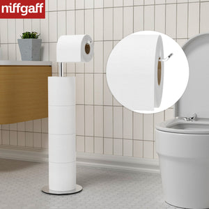 Toilet Paper Holder Stand and Dispenser for 4 Spare Rolls, Stainless Steel Free-Standing Toilet Tissue Paper Roll Storage Shelf