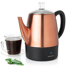 Load image into Gallery viewer, Mixpresso Small Percolator Coffee Pot Electric 4 Cup, Stainless Steel Coffee Maker, Coffee Percolator Electric With Keep Warm Function, 4 Cups Stainless Steel Perculator With Basket