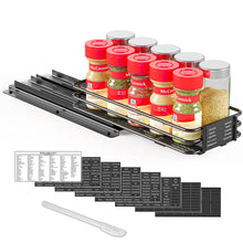 Load image into Gallery viewer, SpaceAid Pull Out Spice Rack Organizer for Cabinet, Heavy Duty Slide Out Seasoning Kitchen Organizer, Cabinet Organizer, with Labels, 4.5&quot; W x10.75 D x8.5 H, 1 Drawer 2-Tier