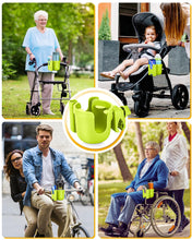 Load image into Gallery viewer, Universal Stroller Cup Holder with Mobile Phone Case, 2-in-1 Strollers Storage Rack, 360 Degrees Rotation Drink Holder for Bike, Pushchair, Wheelchair, Walker,Bicycle, Fits Most Cups