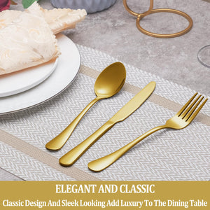 20 Piece Silverware Set Service for 4,Premium Stainless Steel Flatware Set,Mirror Polished Cutlery Utensil Set,Durable Home Kitchen Eating Tableware Set,Include Fork Knife Spoon Set,Dishwasher Safe