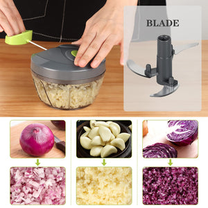 Manual Food Chopper Vegetable Cutter, Hand String Vegetable Chopper Onions Cutter for Vegetable Fruits Nuts BPA Free Food Safe Material, 550ml Gray