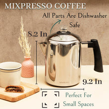 Load image into Gallery viewer, Mixpresso Stainless Steel Stovetop Coffee Percolator, 52 oz Classic Percolator Coffee Pot, Excellent As Camping Pot, 12 Cup Stainless Steel Camping Coffee Makers, Cool-Touch Handle.