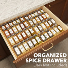 Load image into Gallery viewer, SpaceAid Bamboo Spice Drawer Organizer, (Need 3&quot; Deep Drawer) Expandable 4 Tier Spices Rack for Cabinet, Kitchen Seasoning Storage Insert (Jars Not Included, From 12&quot; to 23&quot; Wide)