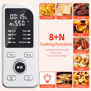 19QT Digital 8-in-1 Air Fryer Toaster Oven, 550°F Flavor-Lock Tech, Flip Up & Away Capability, 40+ Recipes, Airfryer Countertop Oven Combo, 4 Accessories, Fit 13" Pizza Black