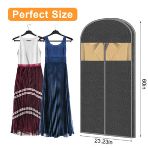 4 Pack 61'' Garment Bags for Hanging Clothes Storage, Travel, Clear Dress Bags for Gowns Long, Suit Bags for Closet Storage, Grey