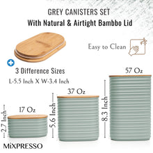 Load image into Gallery viewer, Mixpresso 3 Pcs Olive Green Canisters Sets For The Kitchen, Airtight Plastic Canister With Bamboo Lid, Coffee And Sugar Canister Set, Decorative Sugar Container, Kitchen Decor For Counter