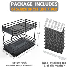 Load image into Gallery viewer, SpaceAid Pull Out Spice Rack Organizer for Cabinet, Heavy Duty Slide Out Seasoning Kitchen Organizer, Cabinet Organizer, with Labels, 4.5&quot; W x10.75 D x8.5 H, 1 Drawer 2-Tier