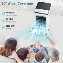 Load image into Gallery viewer, 3-IN-1 Portable Air Conditioners, Evaporative Air Cooler with 4 Ice Packs, 3 Speeds &amp; 4H Timer, 2-Gal Tank for 40H Cooling, No Window/Hose Needed Swamp Cooler, Remote Control AC for Room/Home/Office