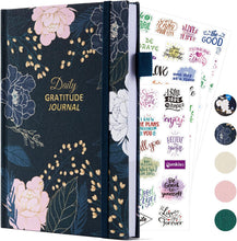 Load image into Gallery viewer, Comkiso Gratitude Journal with 4 Inspirational Stickers: Undated Daily Gratitude Journal for Women and Men - More Happiness, Affirmation, and Mindfulness in A Few Minutes with Prompts &amp; Quotes (Peony)